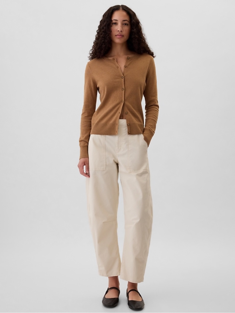 GAP Beige Wide-Leg Utility Pants